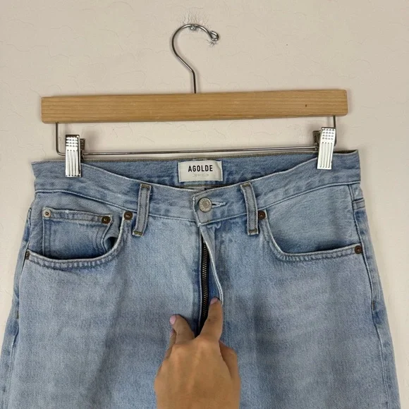 Agolde Light Blue Straight Leg Jeans - Picture 8 of 12